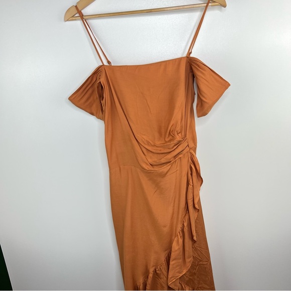 MAJE PARIS Burnt Orange Wrap Ruffle Dress - Picture 8 of 12